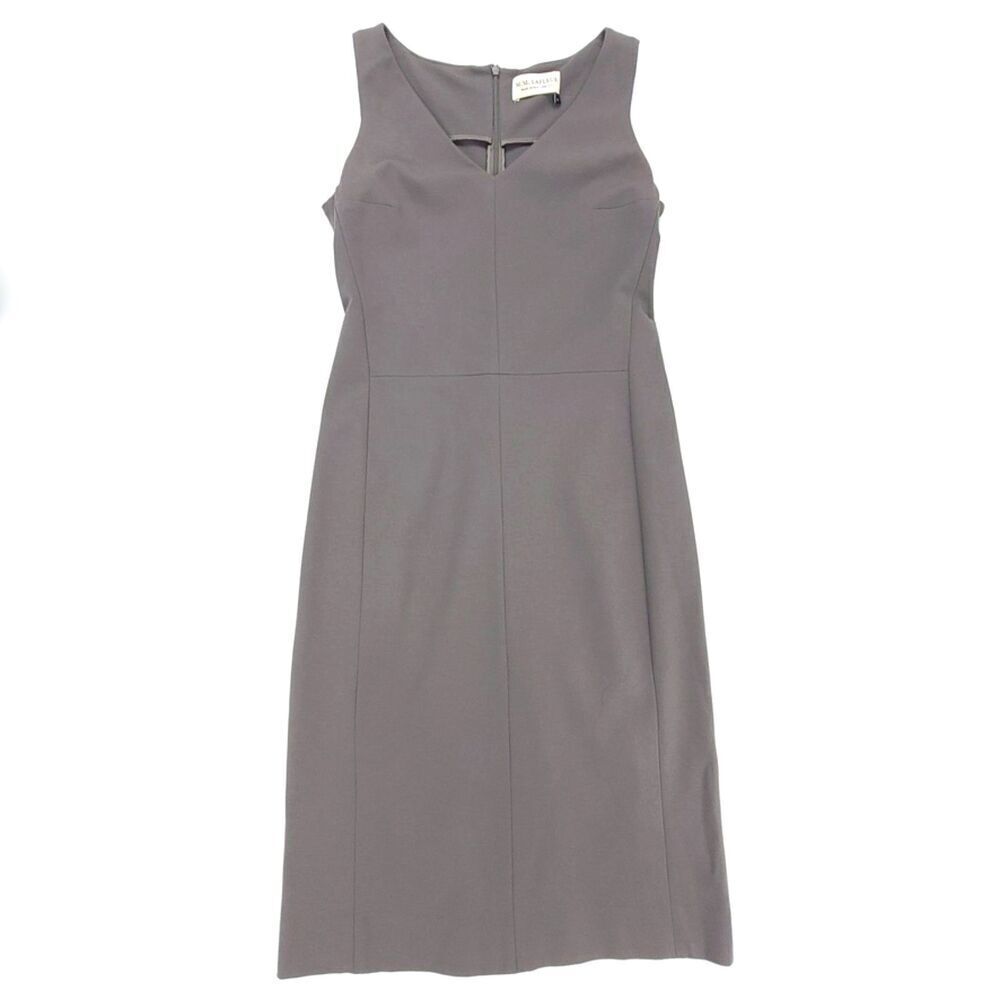 M.M. LAFLEUR The Rachel Dress Washable Ponte Sheath Career Pebble Gray Minimal 8